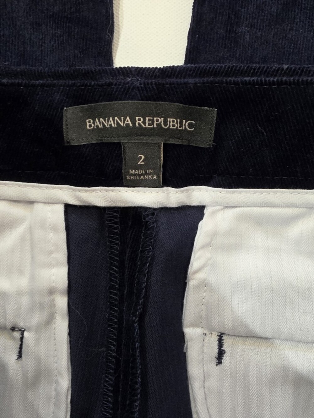 Banana Republic Logan Velvet Trouser Pants Womens 4 Navy Blue Retro Minimalist - Picture 2 of 7